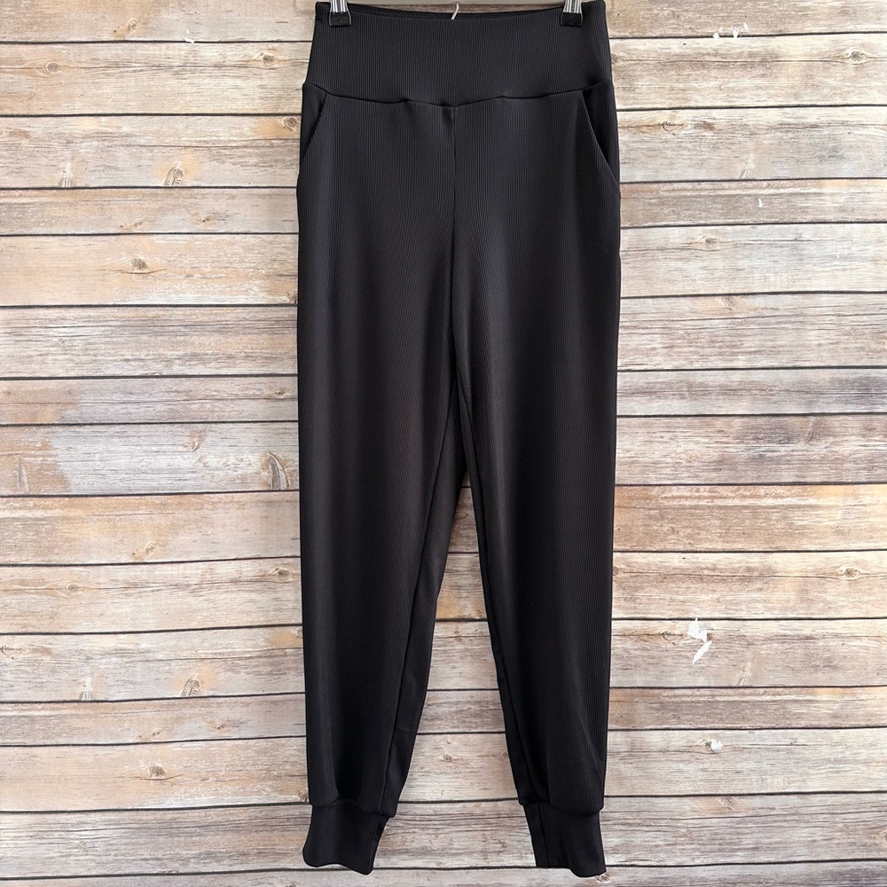 X By Gottex Jogger Pants Women’s Size XS Black Ribbed Pull On Activewear